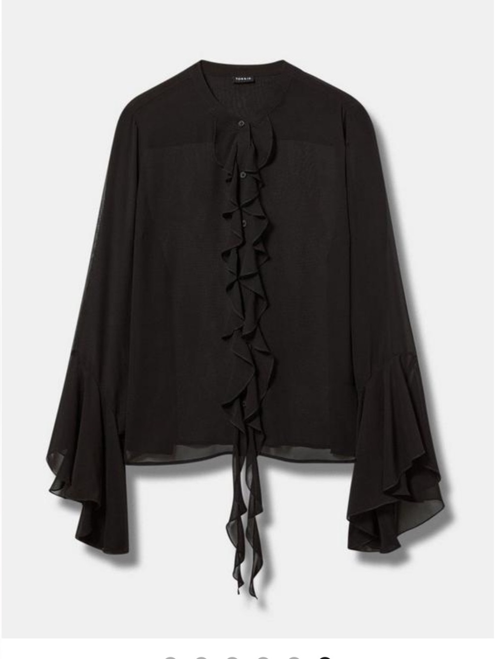 Torrid Sheer Ruffle-Front Blouse - Black - Picture 4 of 9